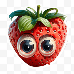 贴纸风大眼睛萌水果草莓