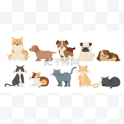 手绘可爱的狗狗图片_可爱的卡通狗和猫