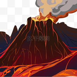 卡通自然灾害火山喷发岩浆