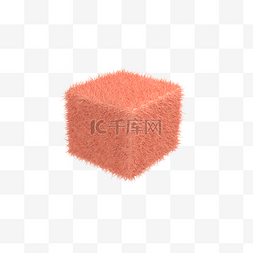立体方块漂浮素材图片_3D粉色毛绒可爱立体漂浮方块