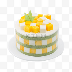精致蛋糕图片_奶油水果黄桃面点精致夹心