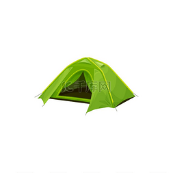 远郊绿色外出游玩图片_游客帐篷绿色避难所圆顶隔离露营