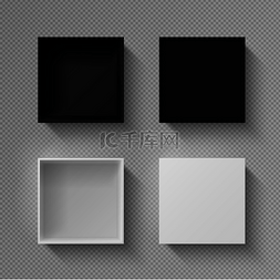 白色空白盒子图片_逼真的长方体俯视图打开透明背景