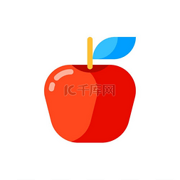 新鲜的红苹果图片_平面样式中的红苹果图标。
