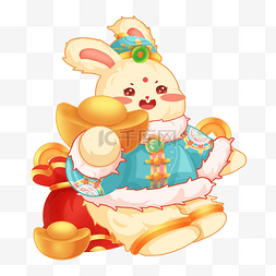 兔子福袋图片_兔年白兔元宝福袋福娃