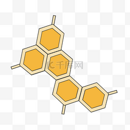 黄色蜂窝状分子链科学教育元素剪