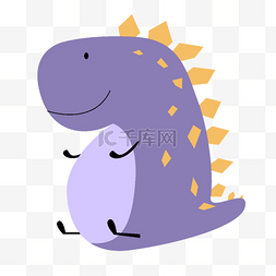 插画恐龙图片_卡通可爱紫色小剑龙宝宝恐龙插画