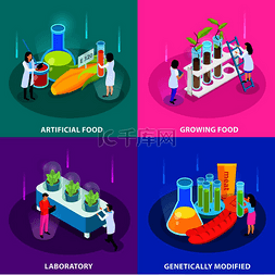 蔬菜与肉图片_人工食品等距设计概念与实验室种