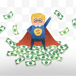 商人钞票图片_金币事业型商人超人卡通