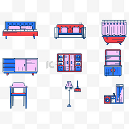 沙发台灯图标图片_描边家具家装室内设计图标