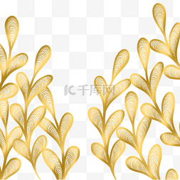 金色金线渐变色边框叶子