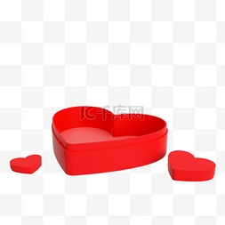 情人节立体心图片_C4D红色立体爱心礼盒