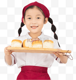 厨师儿童图片_女孩烘培师端面包