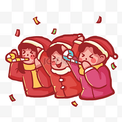 圣诞漫画图片_双旦圣诞元旦节漫画风高兴人物