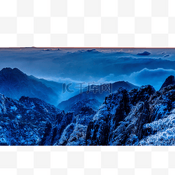 山区风景图片_黄山市冬季白雪山峰山区风景
