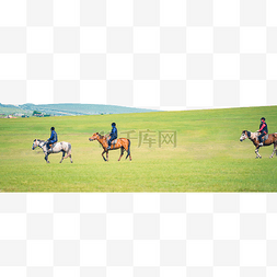绿色湿地图片_呼伦贝尔骑马的人绿色草原骑马