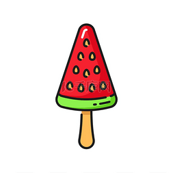 食品冷冻图片_水果冰淇淋片西瓜孤立的彩色线条