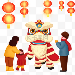 狮子新年图片_新年春节逛庙会