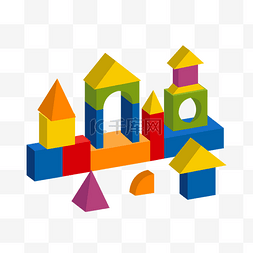 儿童玩具乐高积木图片_立体乐高积木房子卡通风格