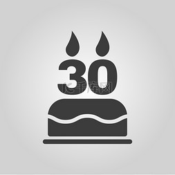 生日蛋糕蜡烛的 30 号图标形式。