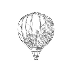 白色吊篮图片_热气球隔离单色草图矢量老式航空