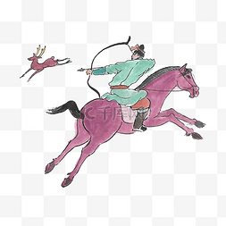 骑马吃糖葫芦图片_水墨骑马打猎人物