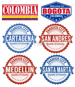 哥伦比亚图标图片_哥伦比亚城市邮票