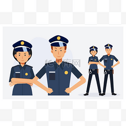 警察插图图片_警察，男女警察。平面矢量卡通人