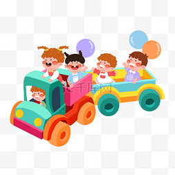 氢气球图片_儿童节六一小朋友玩耍火车