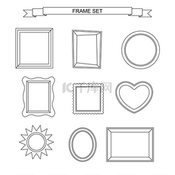 精简图片_线条相框一组不同的线条框架矢量
