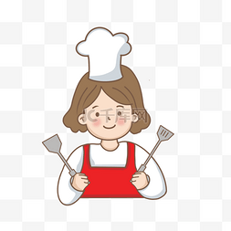 围裙女孩图片_可爱带厨师帽的女孩