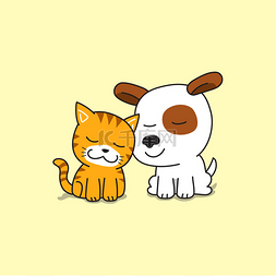 矢量卡通人物可爱的猫和狗的设计