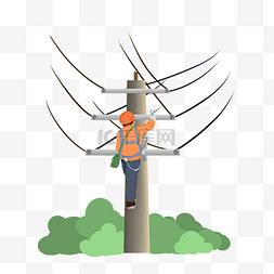 断裂的电线图片_高空作业维修电线的工人