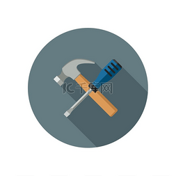 修复标志图片_锤子和螺丝刀。