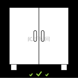 木橱柜图片_Cupboard or cabinet it is white icon .. 橱