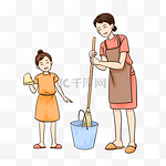 劳动节热爱劳动亲子做家务打扫卫生