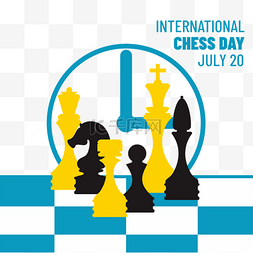双色泼墨背景图片_卡通双色国际象棋日