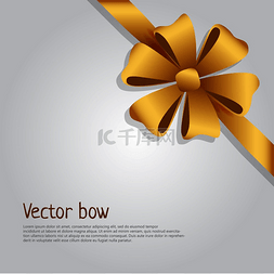 包装平面设计图片_矢量弓金色宽丝带明亮的六瓣花瓣