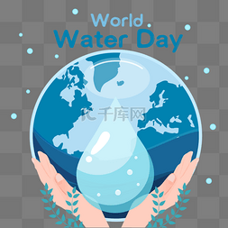 世界水资源日双手水滴树叶水珠地