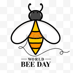 白色小翅膀图片_白色翅膀可爱蜜蜂世界蜜蜂日插画