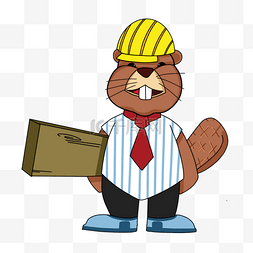海狸工人卡通动物棕色