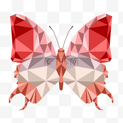 红色几何风格多边形低聚彩色蝴蝶