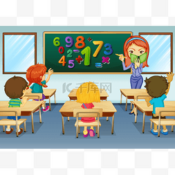 教室手绘图片_数学老师在课堂教学