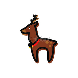 乡村振兴挂角图片_脖子上挂着红丝带铃铛的驯鹿，棕
