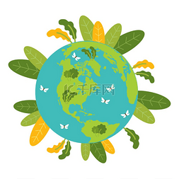 绿色世界图片_生态学概念绿色星球地球日有植物