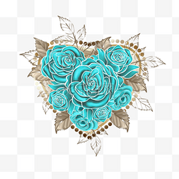 金属叶子素材图片_蓝色玫瑰花卉边框