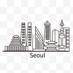 施工线条建筑图片_韩国首尔城市天际线线条旅游景观