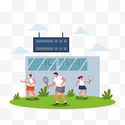 网球比赛运动概念插画体育场馆和