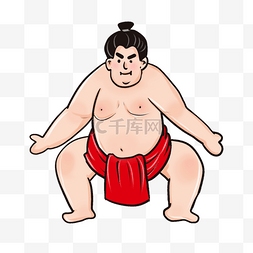 日本相扑选手人物卡通可爱