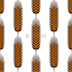 小麦穗背景图片_背景无缝图案重复方形成熟的金色